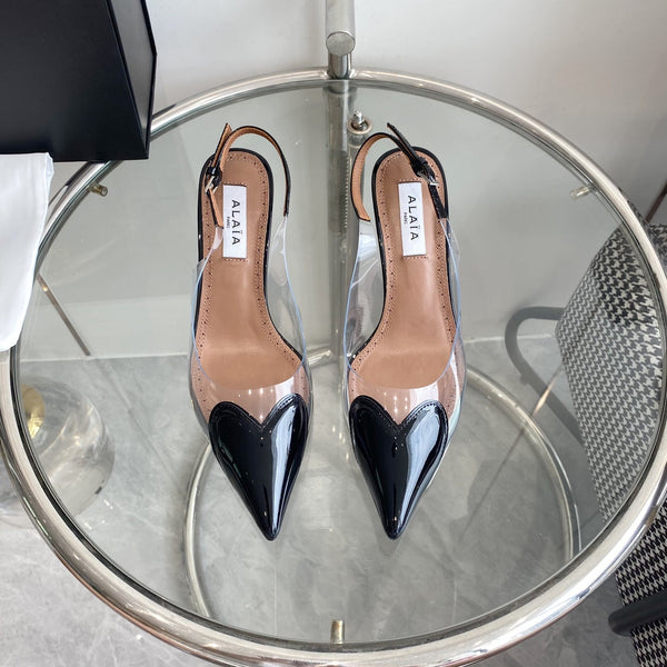 alaia slingbacks 60 optic black heart lambskin