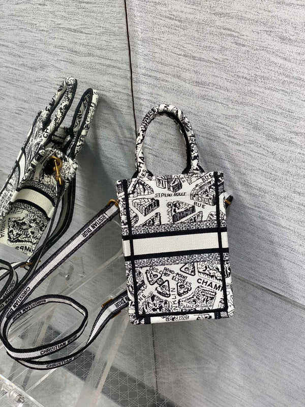 CD Mini Book Tote 13.5 cm Black Beige 336416