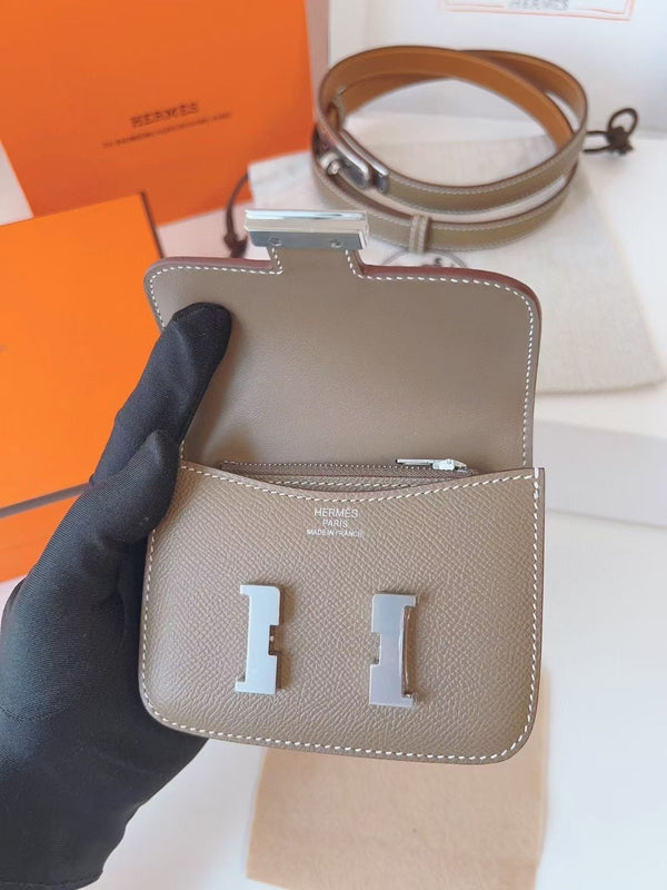 hm kelly belt 18mm with constance slim grey epsom silver hardware