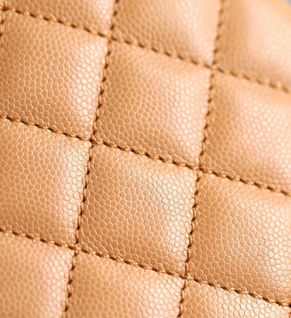 coco handle flap bag 24cm brown quilted caviar leather