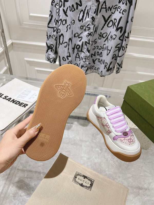 GG SCREENER 50 SNEAKER WHITE AND PURPLE CALFSKIN