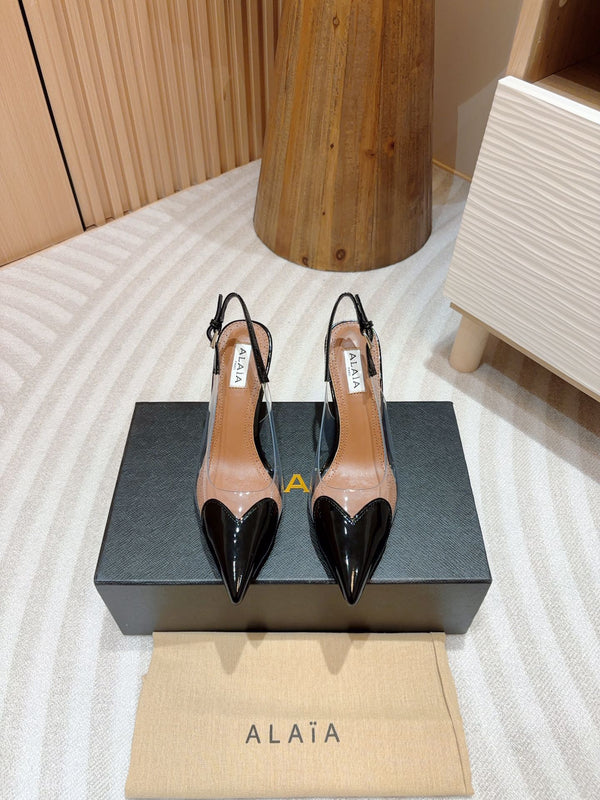 alaia slingbacks 95 optic black heart lambskin