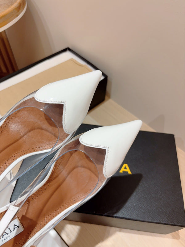 alaia slingbacks 95 optic white heart lambskin