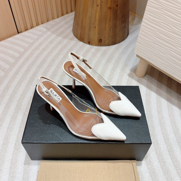 slingback alaia 95 bianco ottico cuore in pelle di agnello