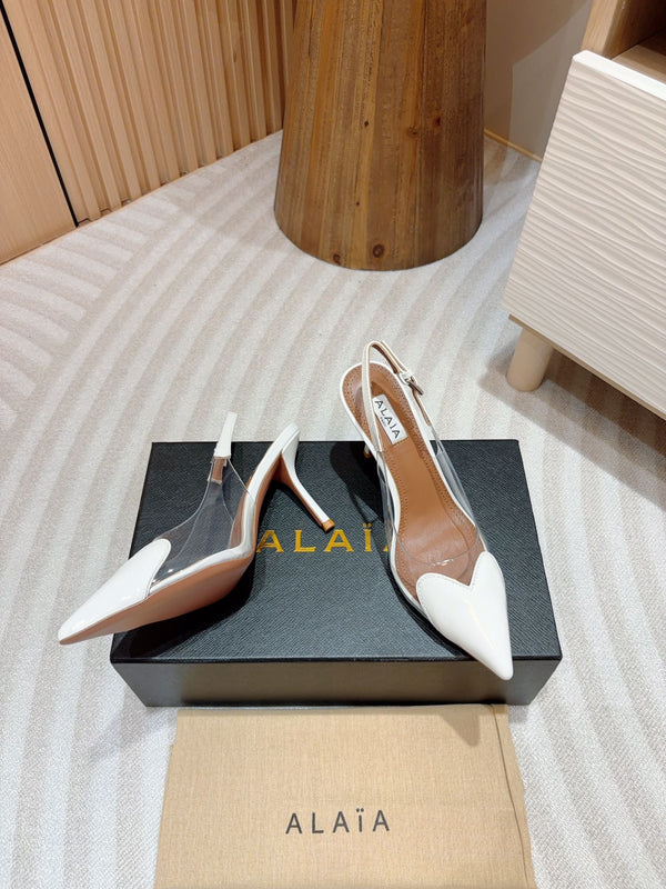 alaia slingbacks 95 optic white heart lambskin