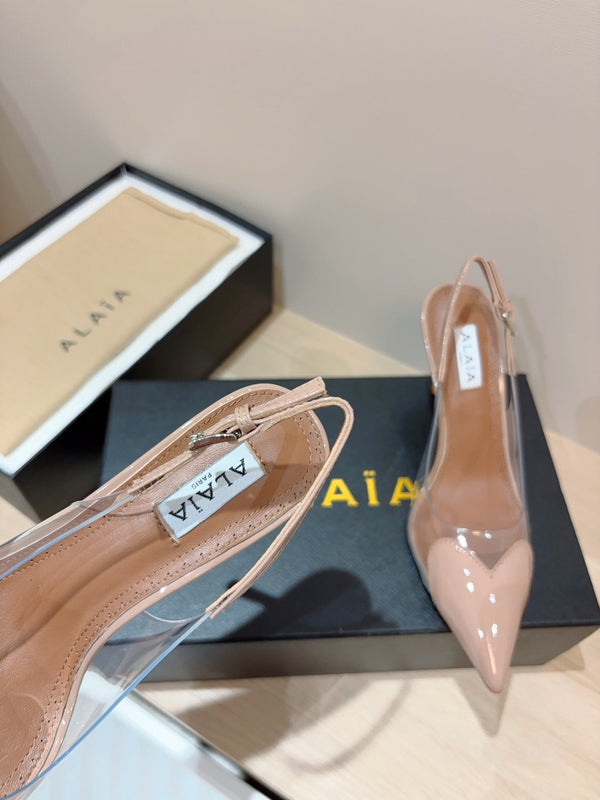 alaia slingbacks 95 optic pink heart lambskin