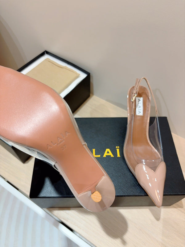 alaia slingbacks 95 optic pink heart lambskin