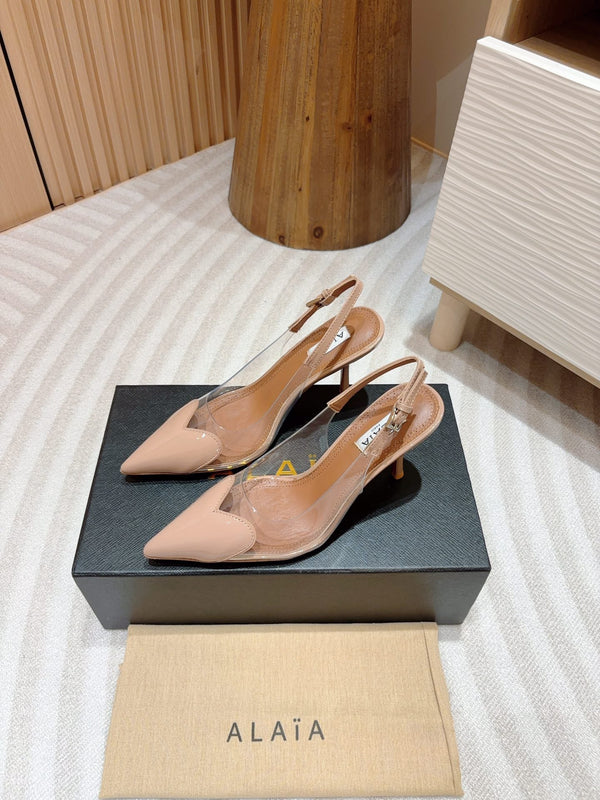 alaia slingbacks 95 optic pink heart lambskin