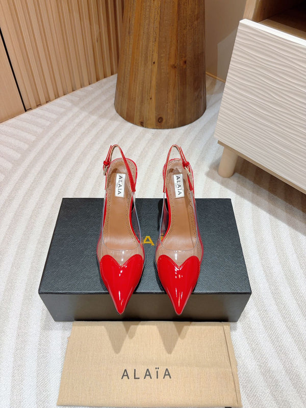 alaia slingbacks 95 optic red heart lambskin