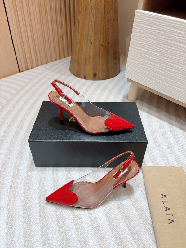 alaia slingbacks 95 optic red heart lambskin