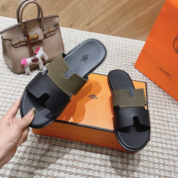 HM Izmir Sandals Black Etoupe Lambskin 294941