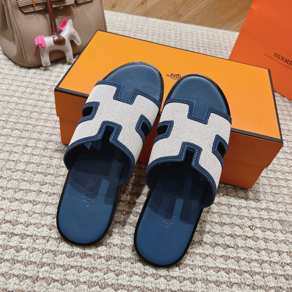 HM Izmir Sandals Blue Fabric Calfskin 294942