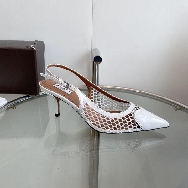 alaia slingbacks 60 fishnet white heart lambskin