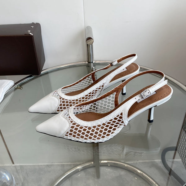 alaia slingbacks 60 fishnet white heart lambskin