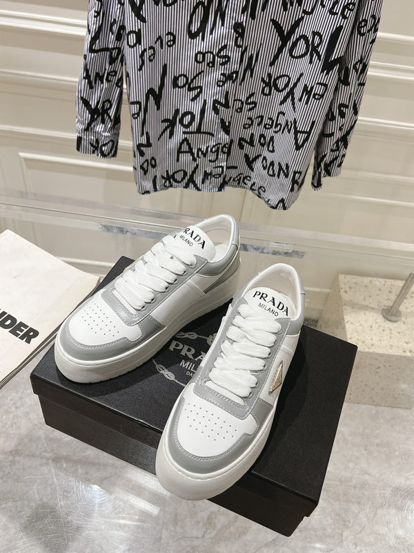 PRA DOWNTOWN BOLD SNEAKERS WHITE AND LIGHT GRAY CALFSKIN