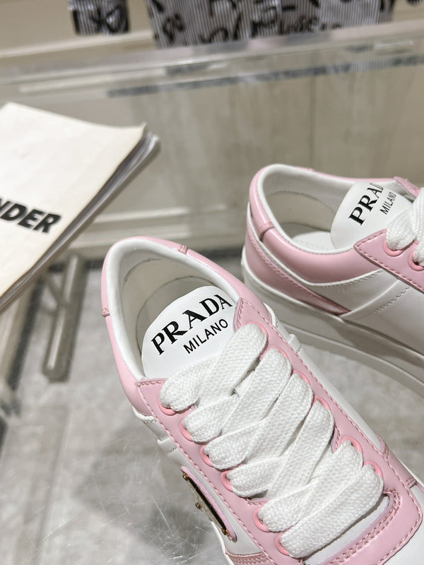 SNEAKERS PRA DOWNTOWN BOLD IN PELLE DI VITELLO BIANCA E ROSA CHIARO