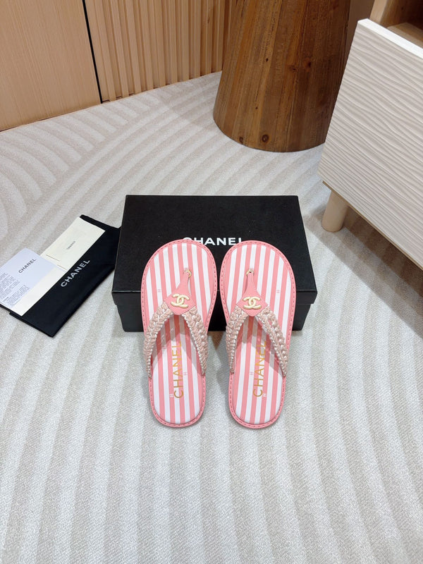 CC WOVEN FLIP FLOP WHITE MIX PINK SHEEPSKIN