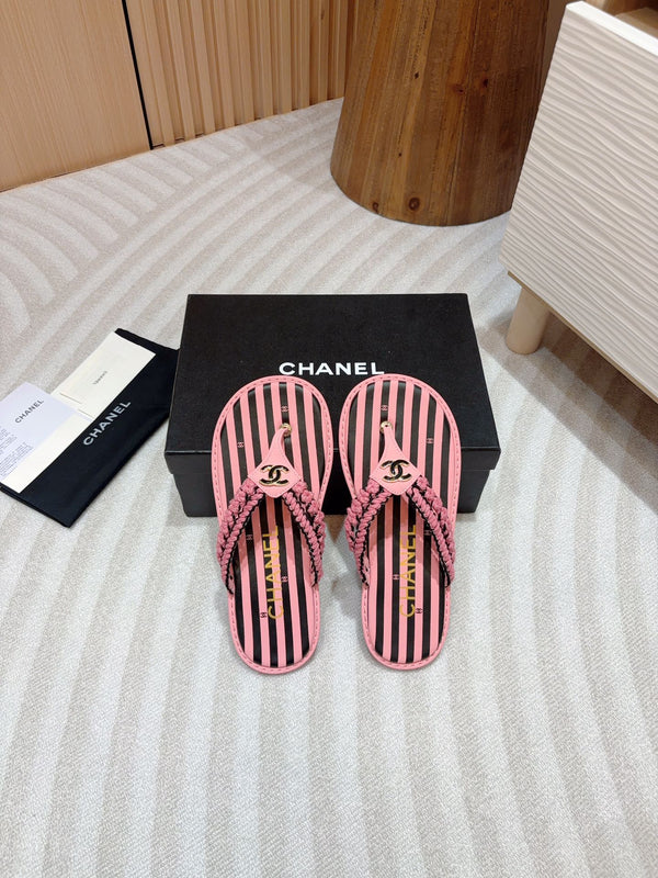 CC WOVEN FLIP FLOP BLACK MIX PINK SHEEPSKIN