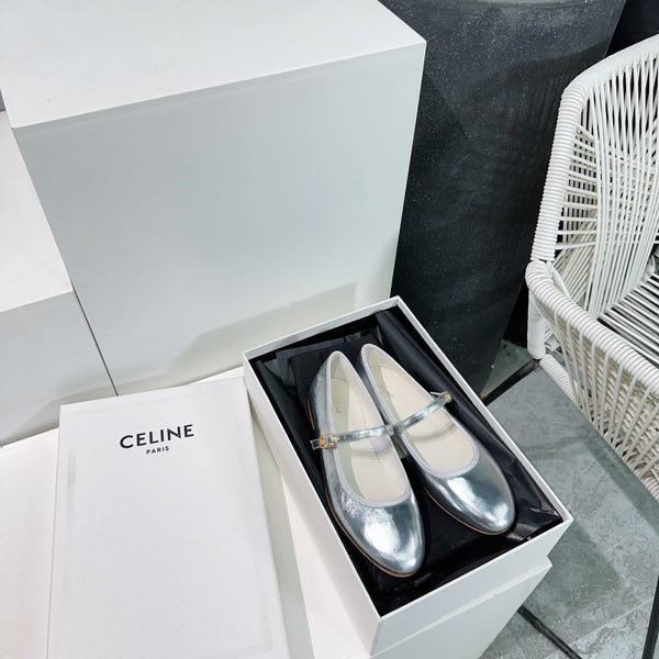 BALLET FLAT IN SILVER CALFSKIN