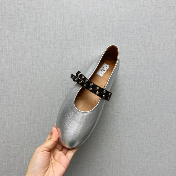 ALAIA MARY JANE SHOES IN SILVER LAMBSKIN SILVER HARDWARE