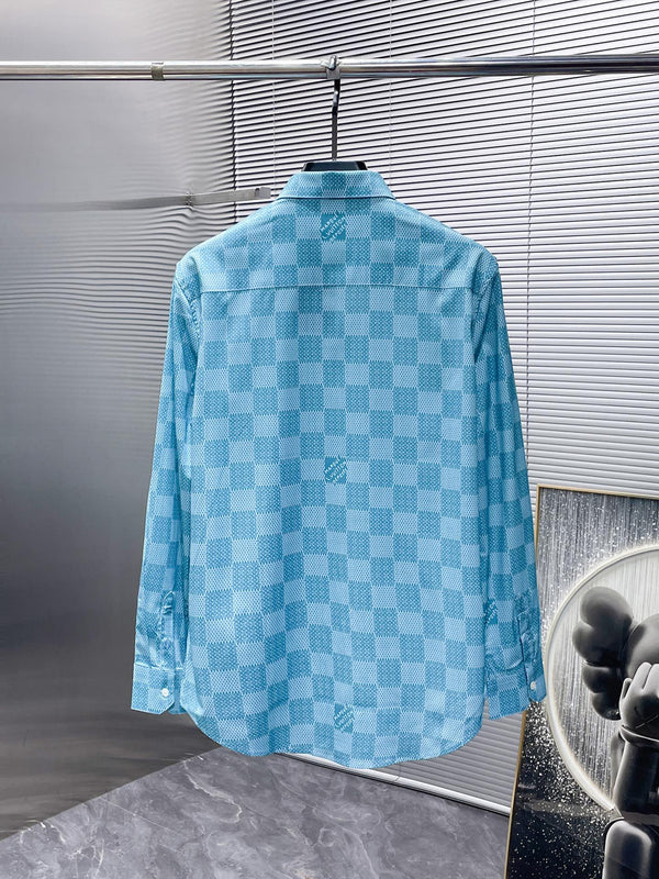 CAMICIA A MANICHE LUNGHE LV BLU DAMIER 238816
