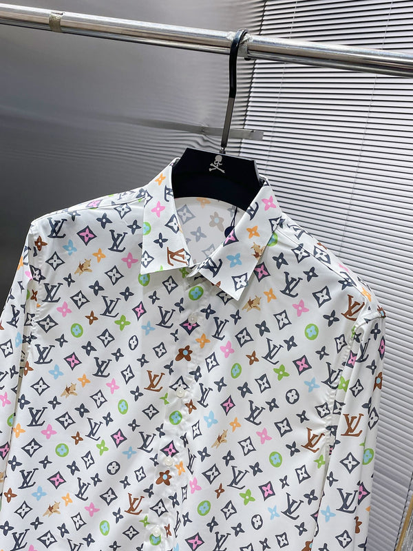 LV LONG-SLEEVED SHIRT IN WHITE MONOGRAM COTTON 238801
