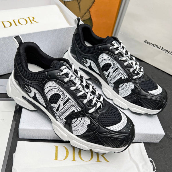 CD Chrono Sneaker Black Mesh Fabric And Calfskin