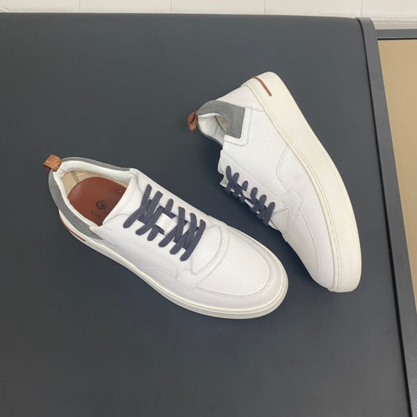 LP NEWPORT WALK SNEAKERS WHITE AND GRAY CALFSKIN