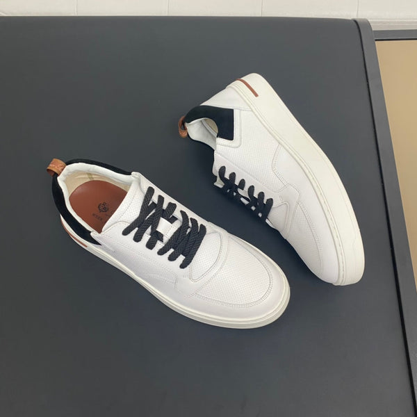 LP NEWPORT WALK SNEAKERS WHITE AND BLACK CALFSKIN