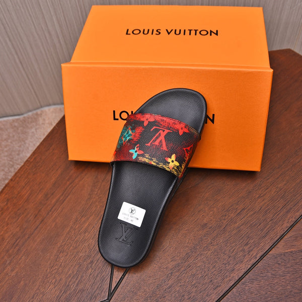 LV MULE RED WITH LOGO MONOGRAM CALFSKIN