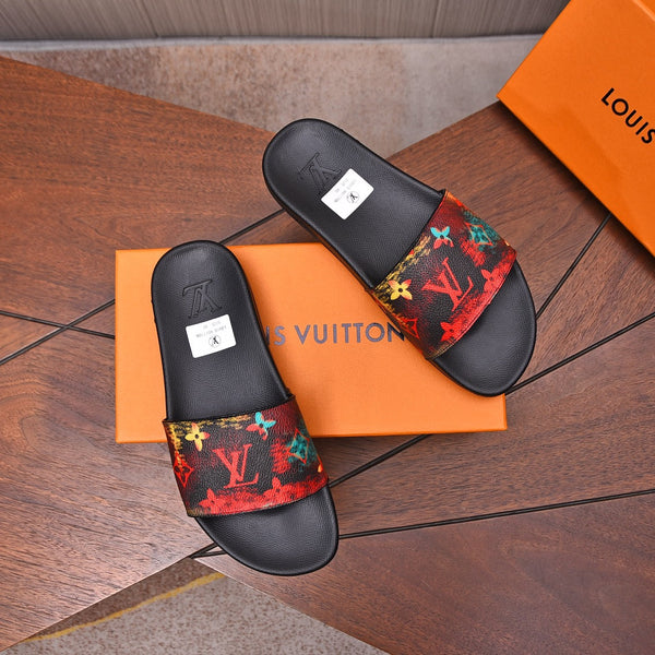 LV MULE RED WITH LOGO MONOGRAM CALFSKIN