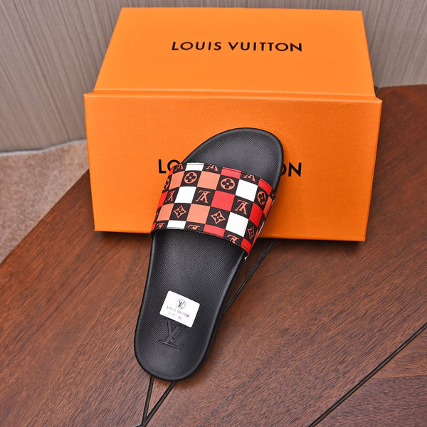 LV MULE RED MIX ORANGE DAMIER MONOGRAM CALFSKIN