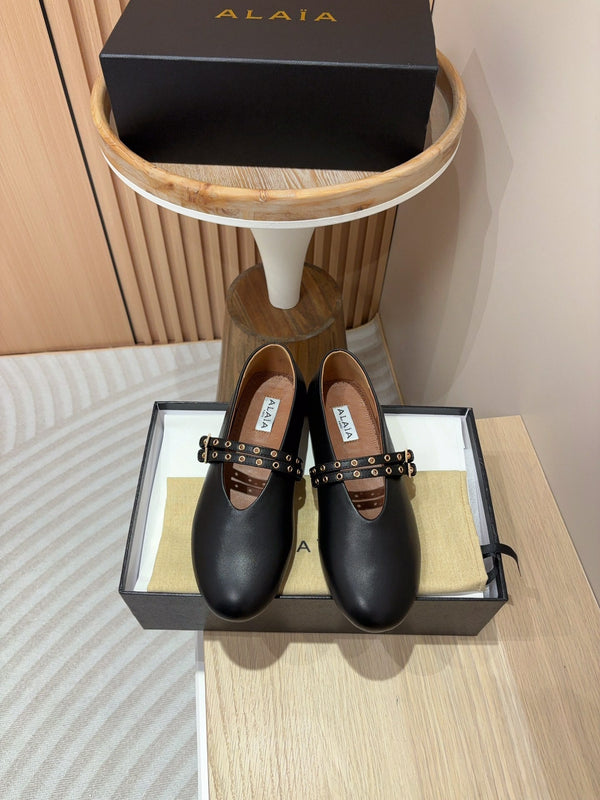 ballerina alaia in pelle di vitello nera