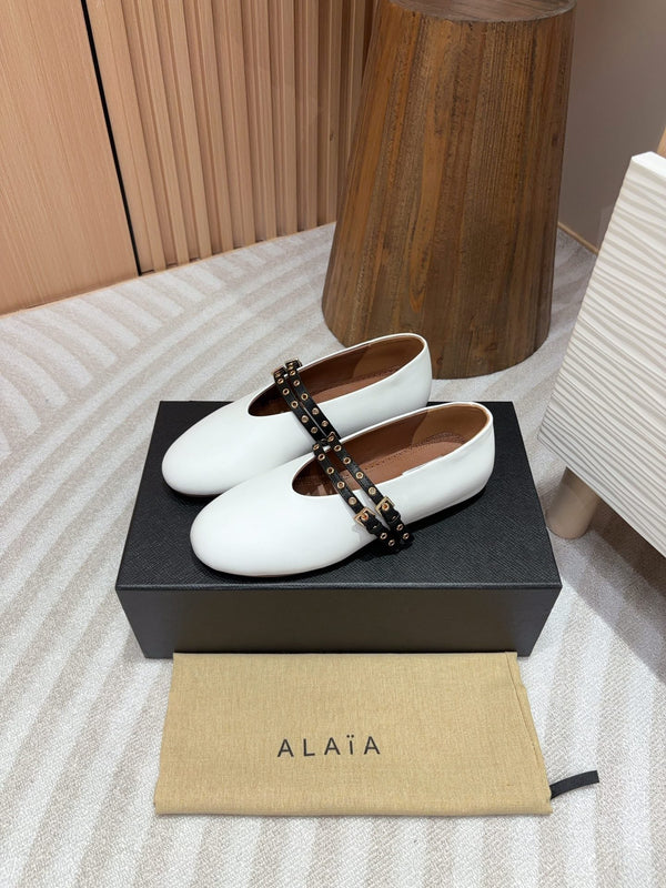 alaia ballet flat white calfskin