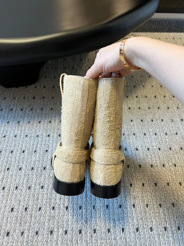 Loewe knight boots beige suede cowhide 478449