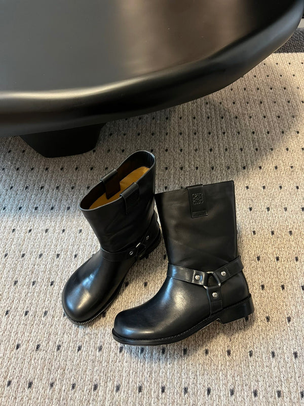 Loewe knight boots black sheepskin 478450