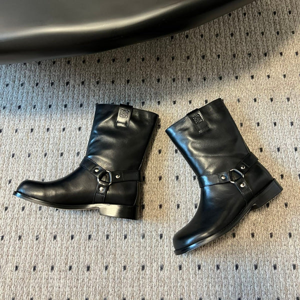 Loewe knight boots black sheepskin 478450