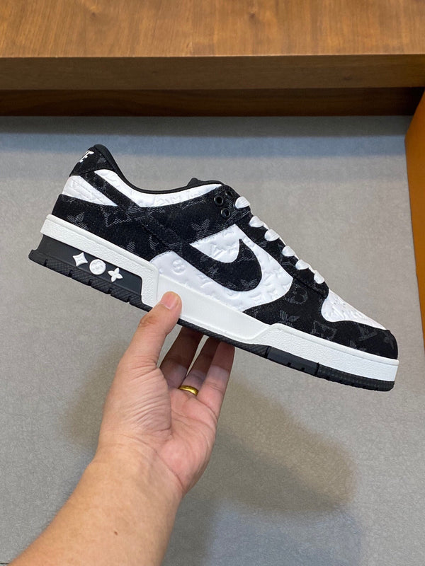 SCARPA AIR TRAINER IN PELLE DI VITELLO MISTA BIANCO NERO