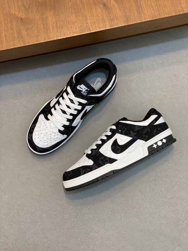 SCARPA AIR TRAINER IN PELLE DI VITELLO MISTA BIANCO NERO