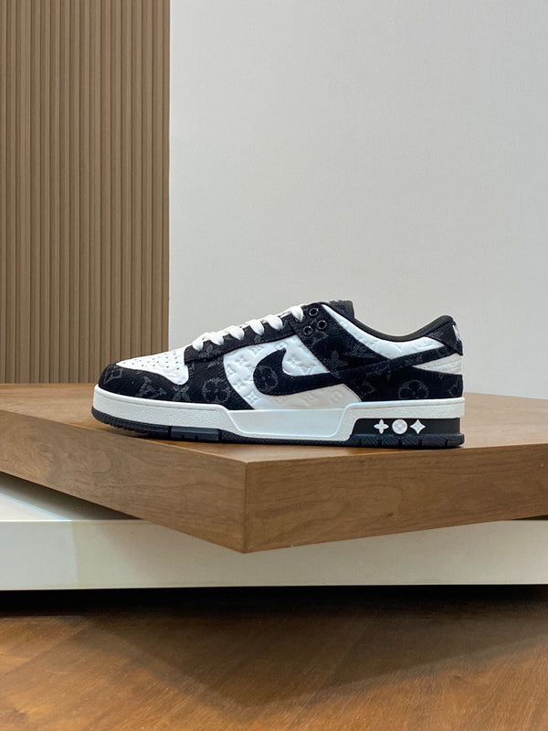 SCARPA AIR TRAINER IN PELLE DI VITELLO MISTA BIANCO NERO