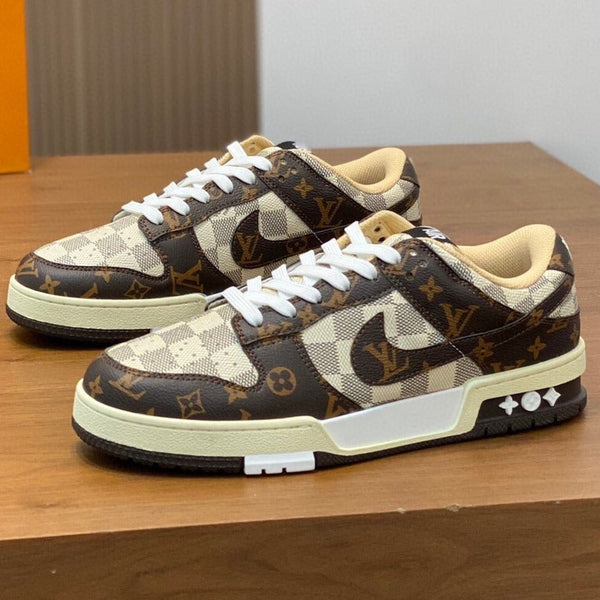 AIR TRAINER IN BROWN DAMIER CALFSKIN