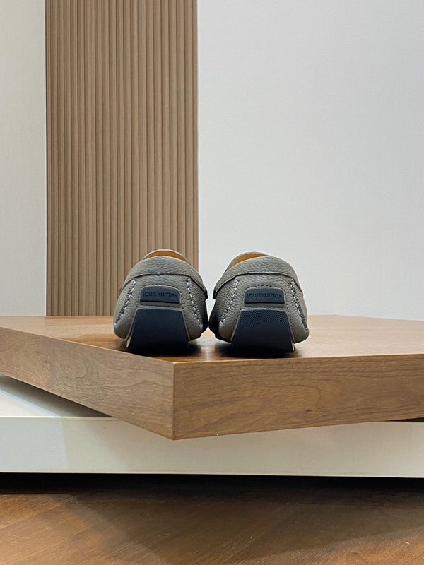 LV LOAFER IN SARDINE GREY WRINKLE CALFSKIN WITH SILVER LOGO