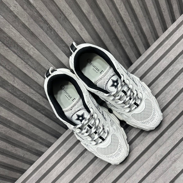 CD CHRONO SNEAKER WHITE AND BLACK CALFSKIN