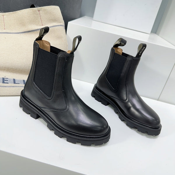 Celin Magaret Chelsea Boot Black Calfskin