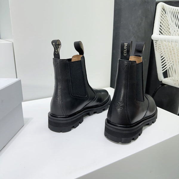 Celin Magaret Chelsea Boot Black Calfskin