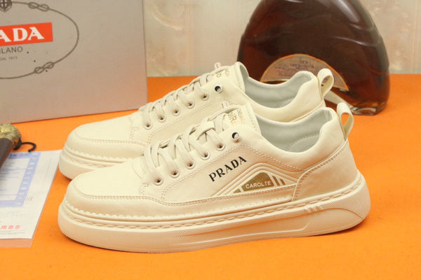 PRA SNEAKER IN BEIGE CALFSKIN AND FABRIC