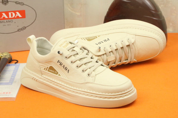PRA SNEAKER IN BEIGE CALFSKIN AND FABRIC