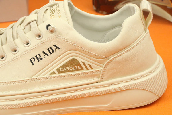 PRA SNEAKER IN BEIGE CALFSKIN AND FABRIC