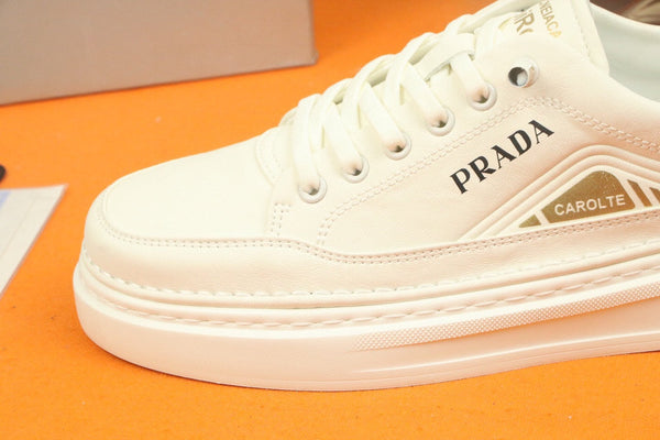 PRA SNEAKER IN WHITE CALFSKIN AND FABRIC