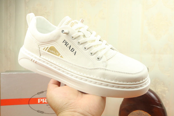 PRA SNEAKER IN WHITE CALFSKIN AND FABRIC